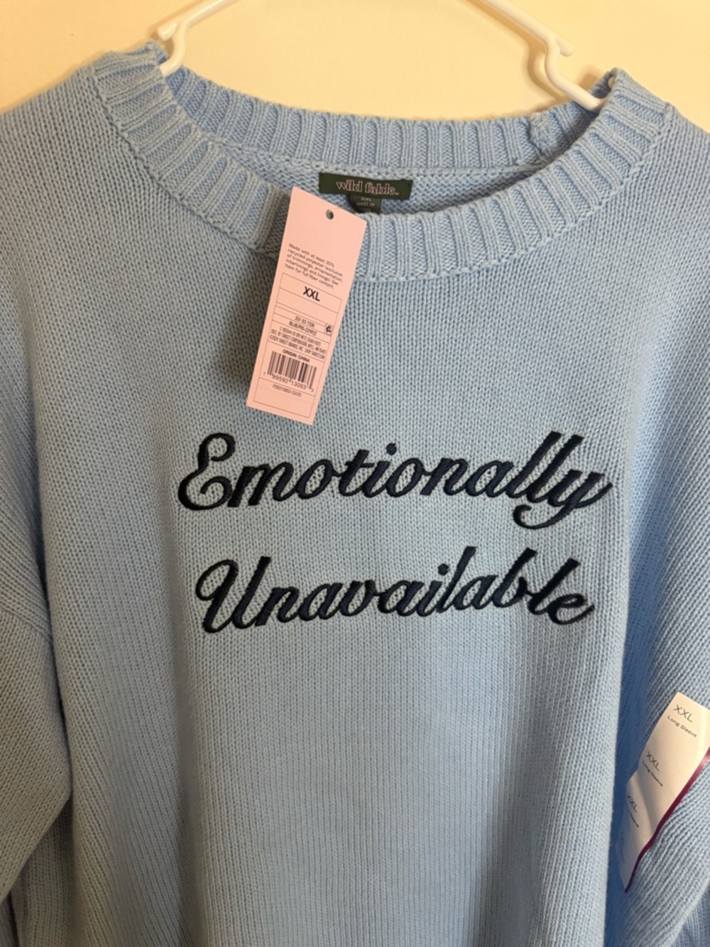 Women’s wild fable Light Blue "Emotionally Unavailable" Crewneck PulloverSweater - Picture 6 of 7